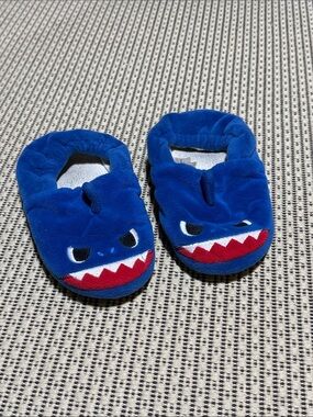 Blue Shark Plush Kids Slippers
